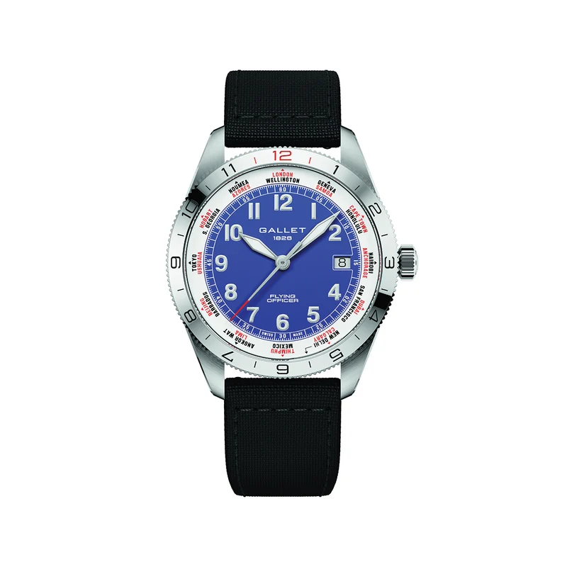 Flying Officer Automatic Date 40mm - Dark Blue on Fabric Strap