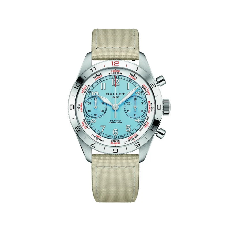 Flying Officer Chronograph 40mm - Light Blue on Fabric Strap