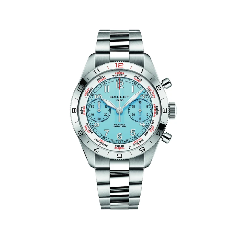 Flying Officer Chronograph 40mm - Light Blue on Bracelet