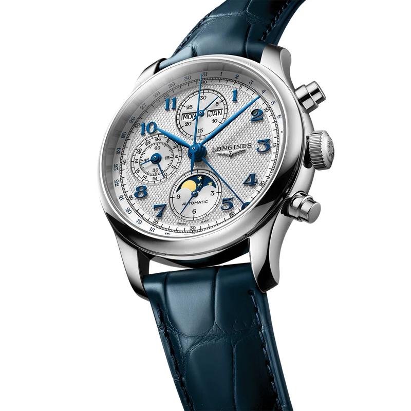 Master Collection Chrono Moonphase 41mm - Silver on Leather Strap