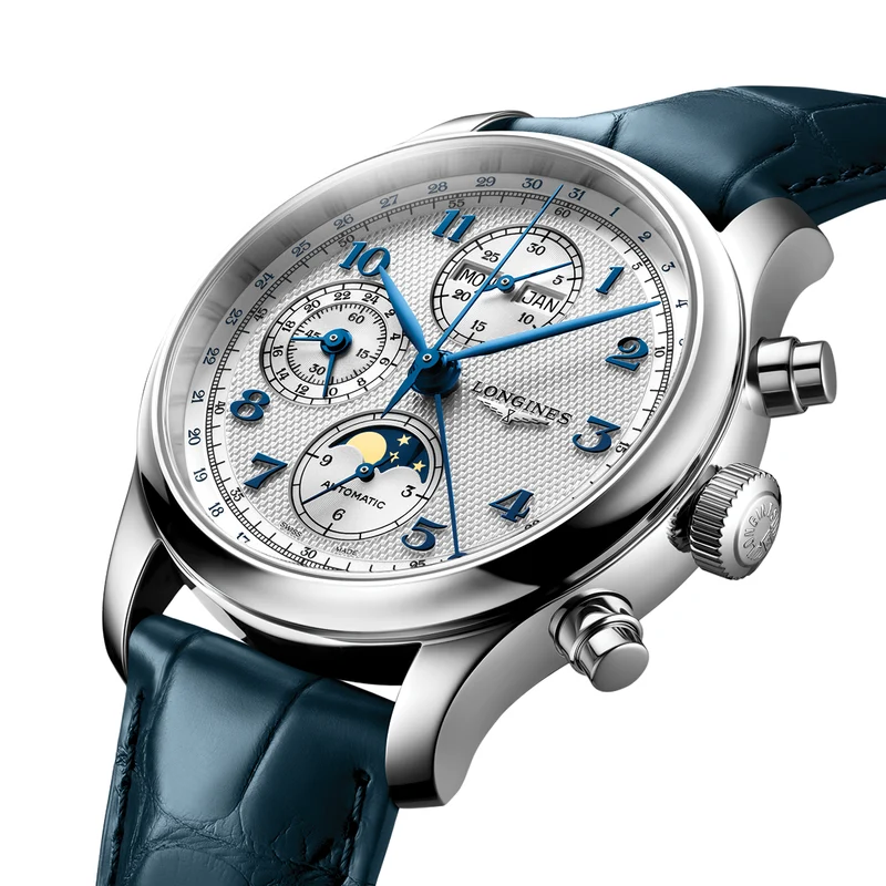 Master Collection Chrono Moonphase 41mm - Silver on Leather Strap