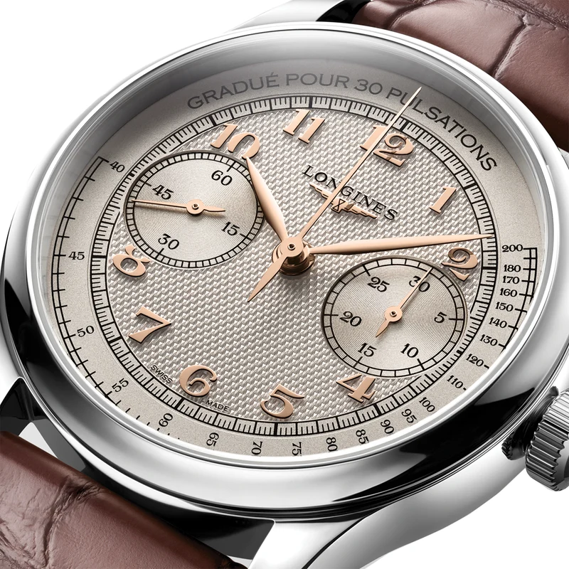 Master Chrono Monopusher Manual 41mm - Silver Opaline on Leather Strap