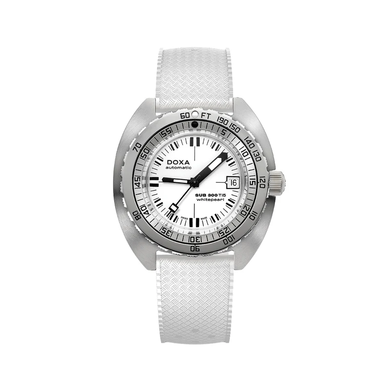 SUB 300 Ti5 42.5mm - Full Lume White on Rubber Strap