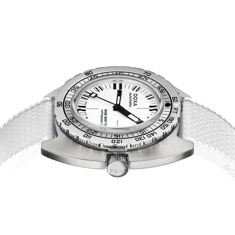 SUB 300 Ti5 42.5mm - Full Lume White on Rubber Strap
