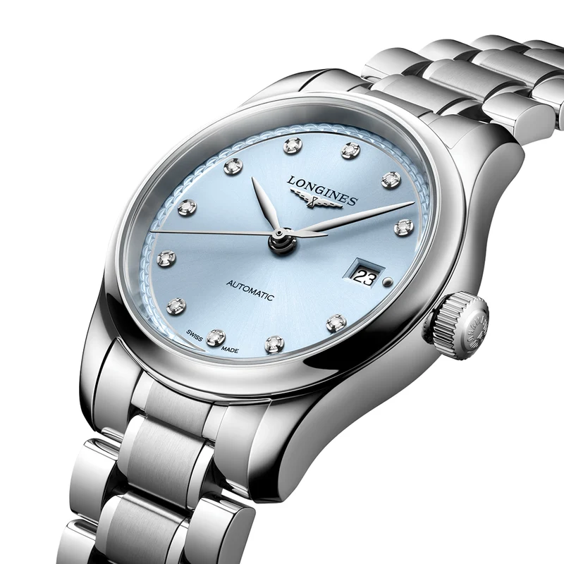 Master Collection 30mm - Frosted Blue, Diamond-Set on Bracelet