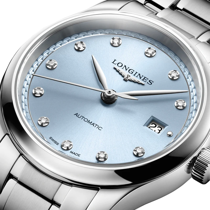 Master Collection 30mm - Frosted Blue, Diamond-Set on Bracelet