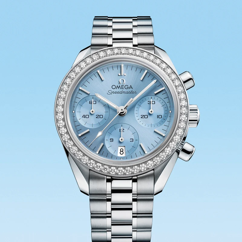 Speedmaster Chronograph 38mm - Ice Blue, Diamond-Set Bezel on Bracelet