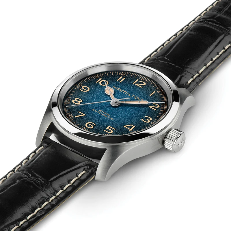 Khaki Field Murph 38mm - Blue on Leather Strap