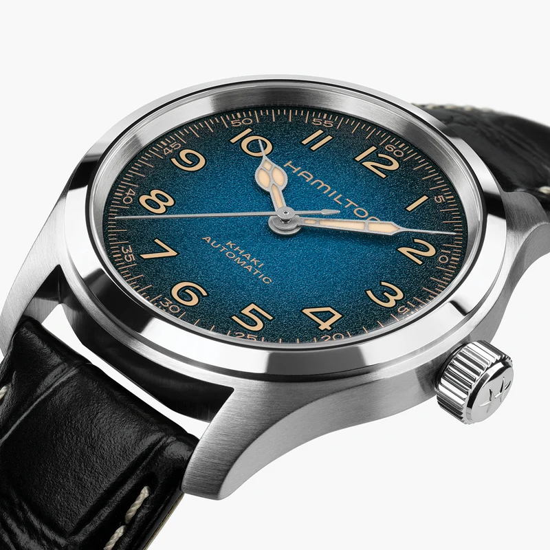 Khaki Field Murph 38mm - Blue on Leather Strap
