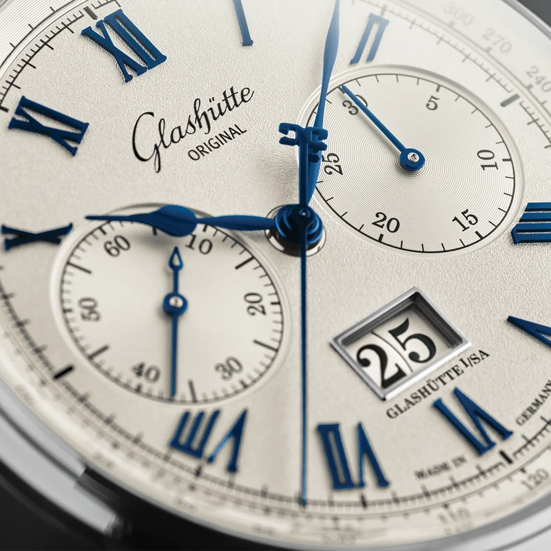 Senator Chronograph 41mm - Galvanic Silver on Leather Strap