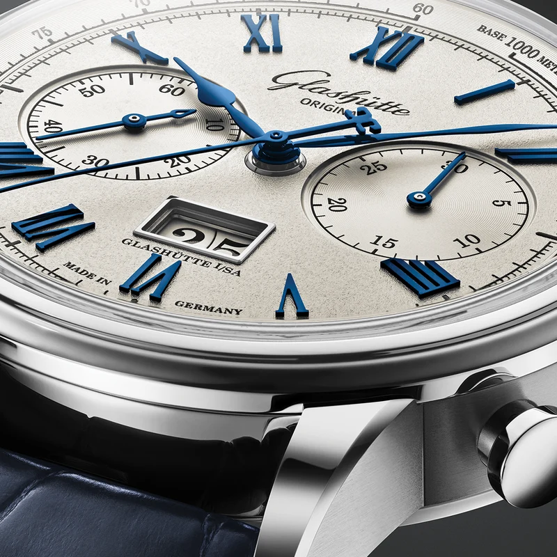 Senator Chronograph 41mm - Galvanic Silver on Leather Strap