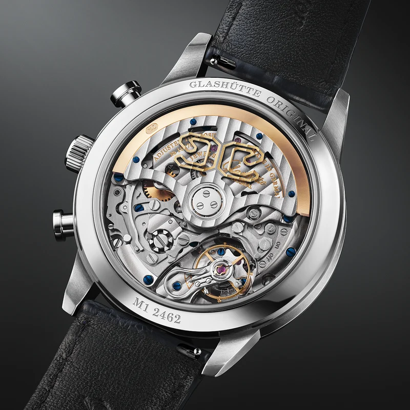 Senator Chronograph Navigator 41mm - Black Lacquer on Leather Strap