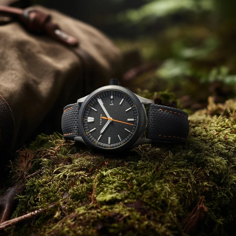 Redcliff Date "ES" 39.5mm - Black on Rubber Strap
