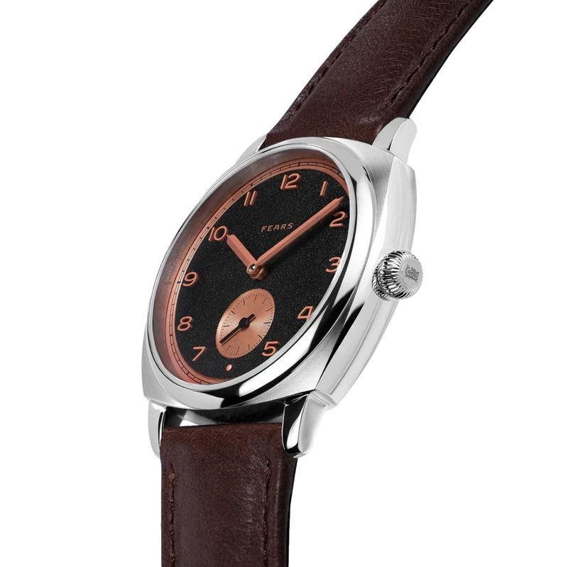 Brunswick "Charcoal Rose" 38mm - Black on Leather Strap