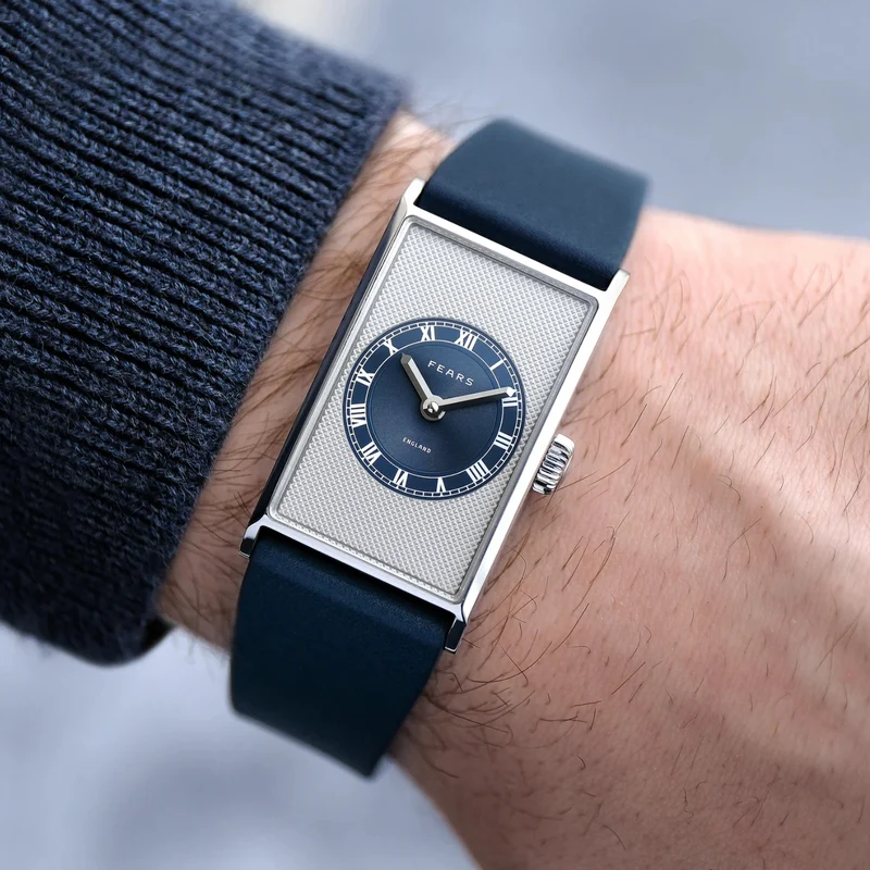 Arnos "Pewter Blue" 40mm - Blue on Rubber Strap w/ Additional Leather Strap