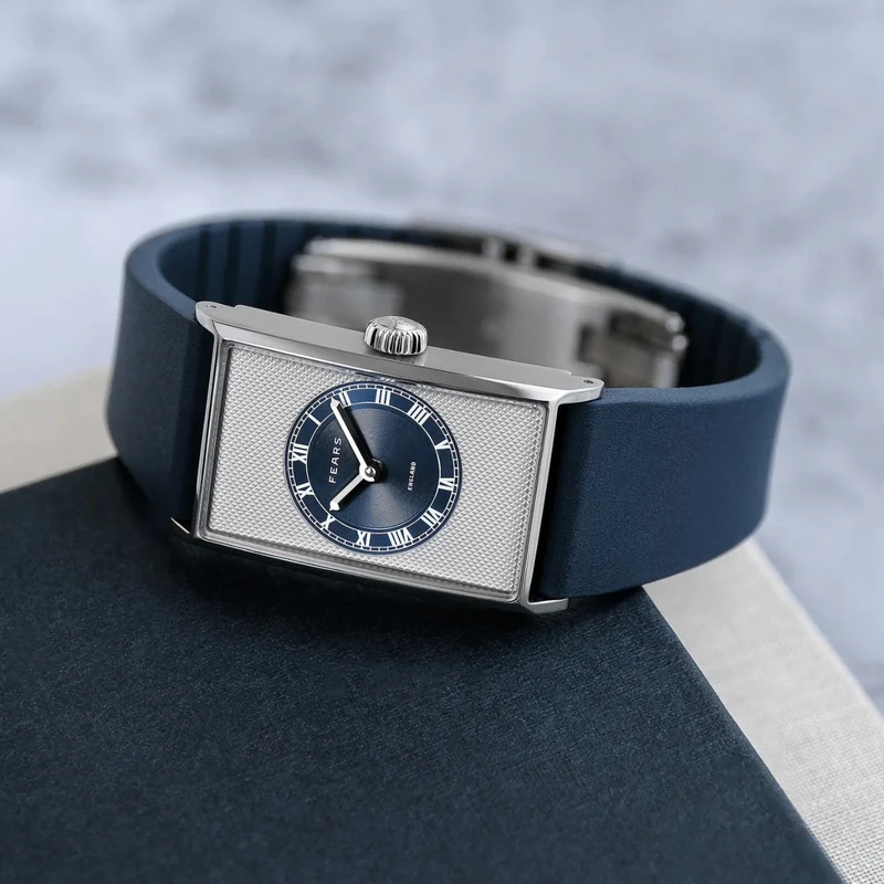 Arnos "Pewter Blue" 40mm - Blue on Rubber Strap w/ Additional Leather Strap