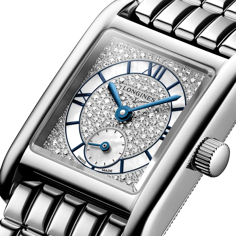 Mini DolceVita Quartz 29mm - Snow-Set, White, Mother-of-Pearl on Bracelet