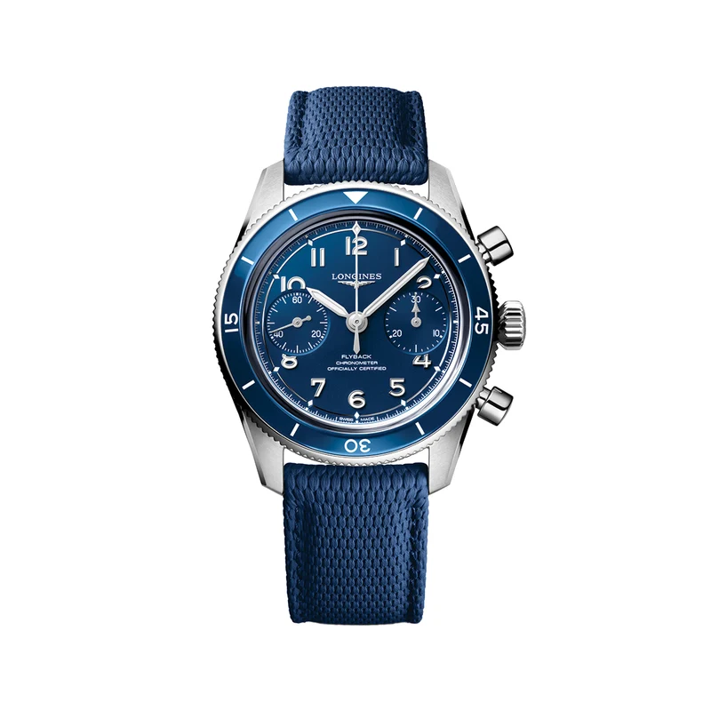 Spirit Pilot Flyback Chronograph 39.5mm - Blue on Rubber Strap