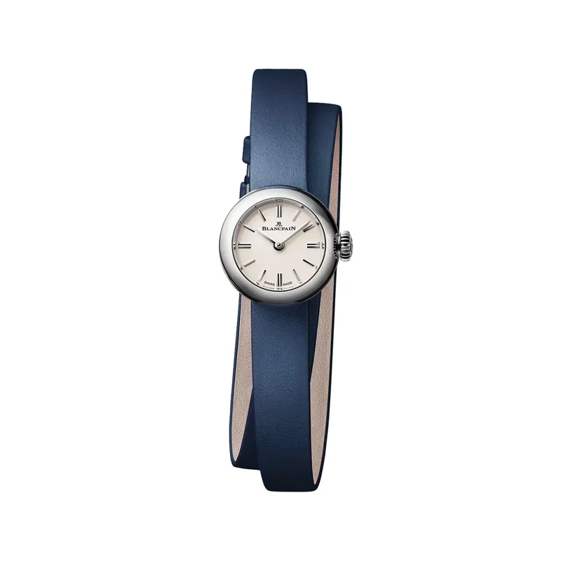 Ladybird Lady B Steel 19mm - Opaline on Blue Leather Strap