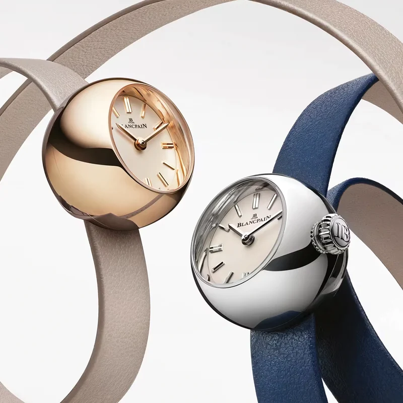 Ladybird Lady B Steel 19mm - Opaline on Blue Leather Strap