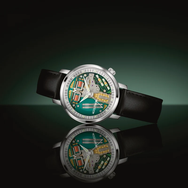 Tuning Fork Spaceview 314 39mm - Multicolored, Silver Accents on Leather Strap