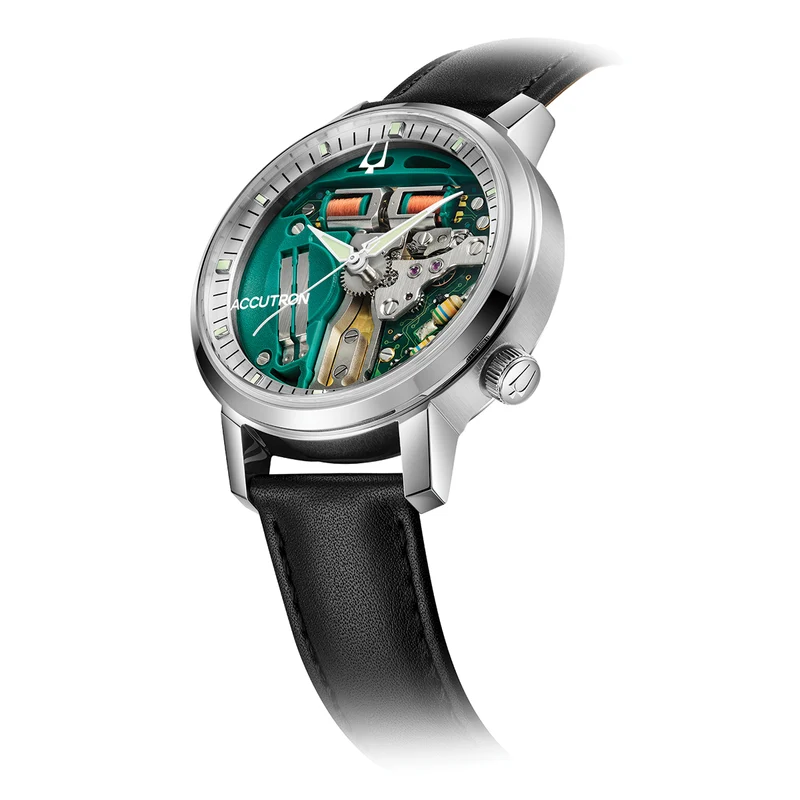 Tuning Fork Spaceview 314 39mm - Multicolored, Silver Accents on Leather Strap