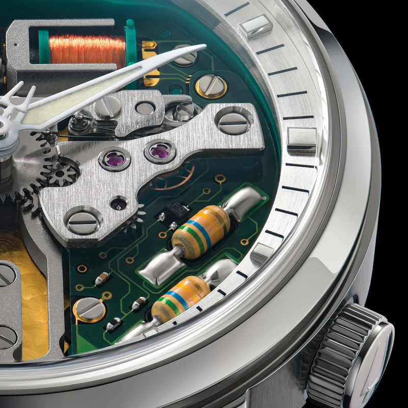 Tuning Fork Spaceview 314 39mm - Multicolored, Silver Accents on Leather Strap
