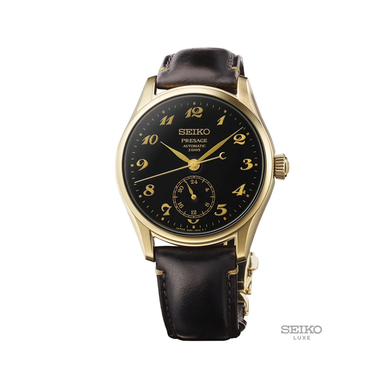 HCC006 Presage Classic Yellow Gold PVD 39.6mm - Black on Leather Strap