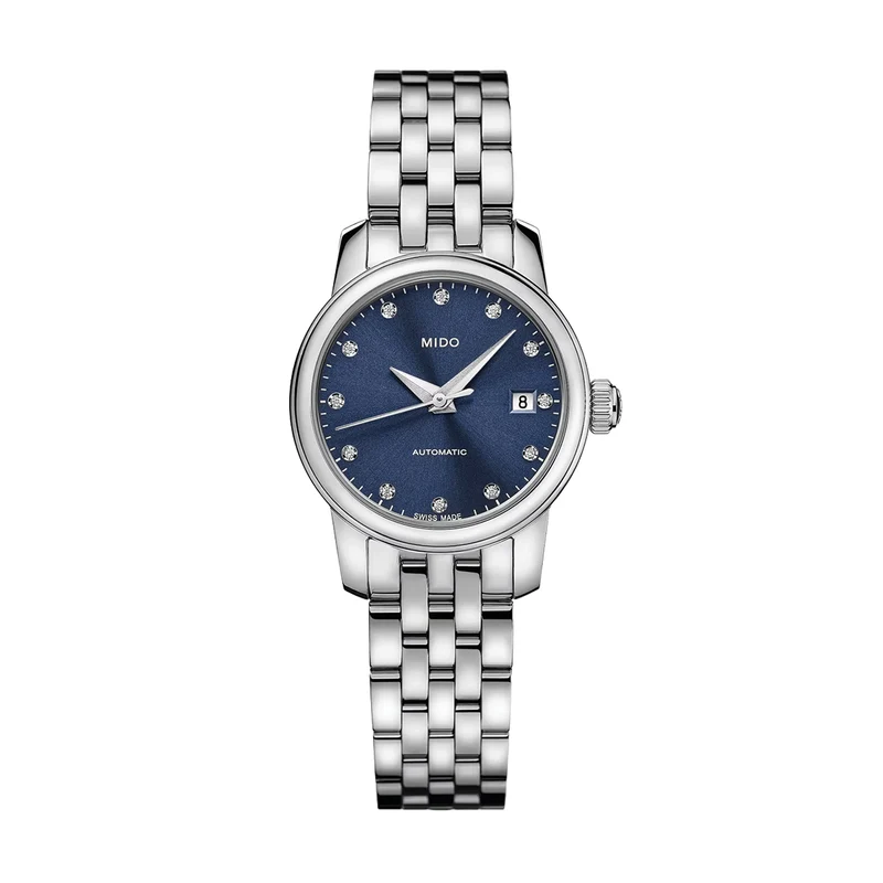 Baroncelli Lady Twenty Five 25mm - Blue, Diamond-Set on Bracelet