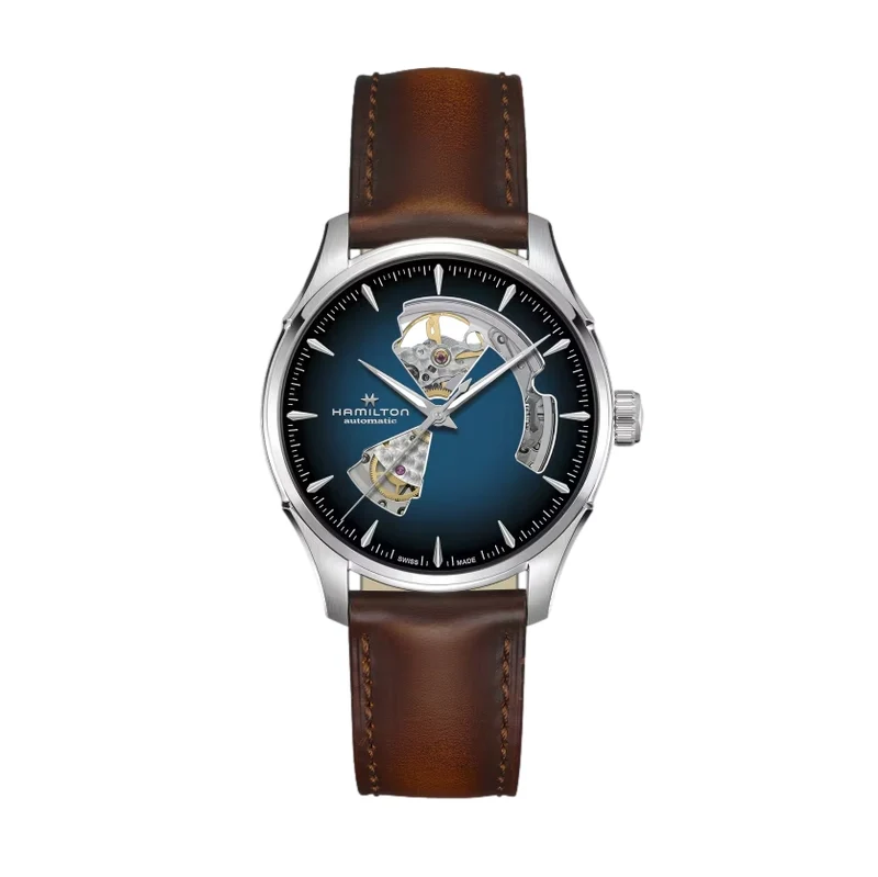 Jazzmaster Open Heart Auto - Blue on Leather Strap