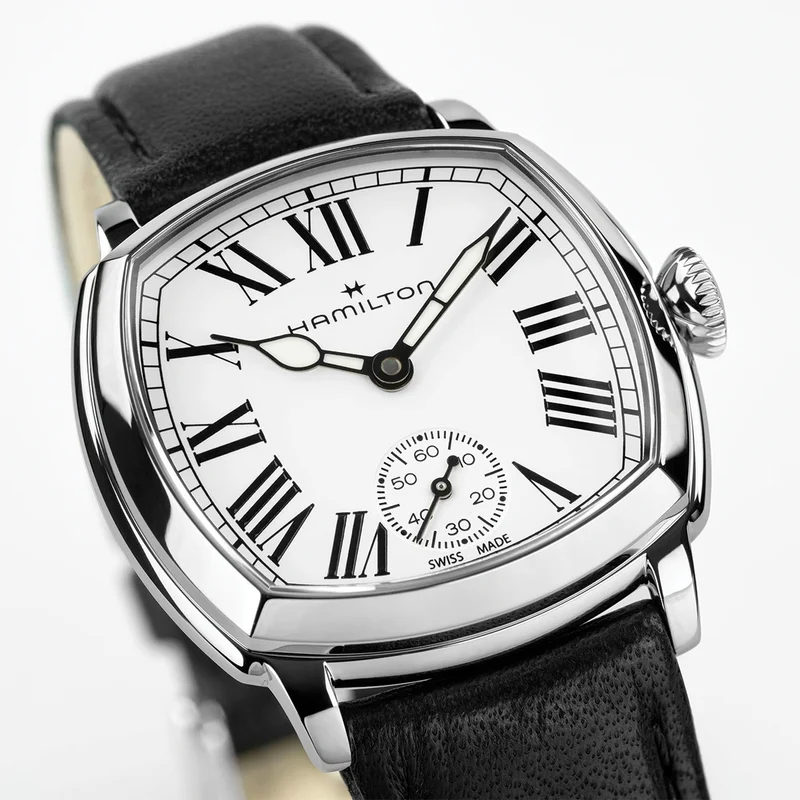 American Classic Cushion Mechanical 30mm - White on Leather Strap