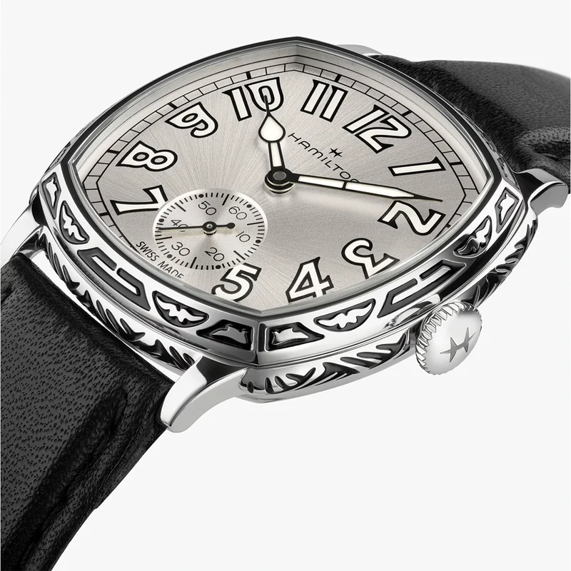 American Classic Cushion Mechanical 34mm - Silver on Leather Strap