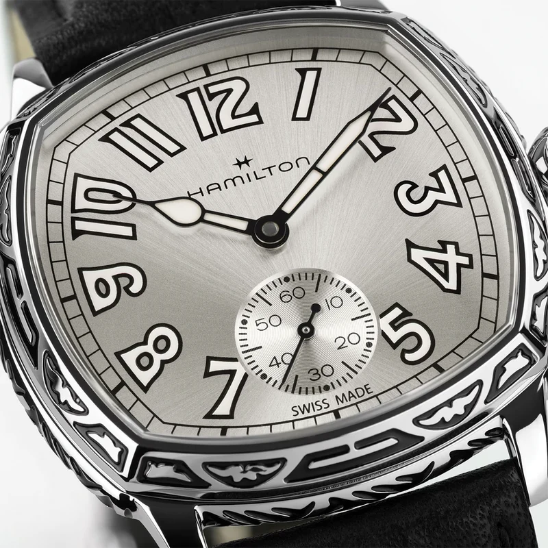 American Classic Cushion Mechanical 34mm - Silver on Leather Strap