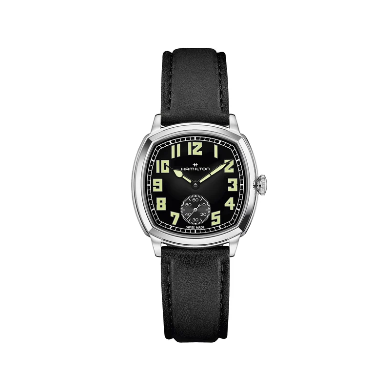 American Classic Cushion Mechanical 34mm - Black on Leather Strap