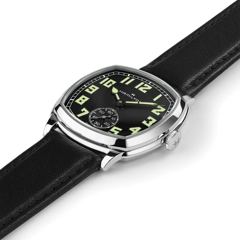 American Classic Cushion Mechanical 34mm - Black on Leather Strap