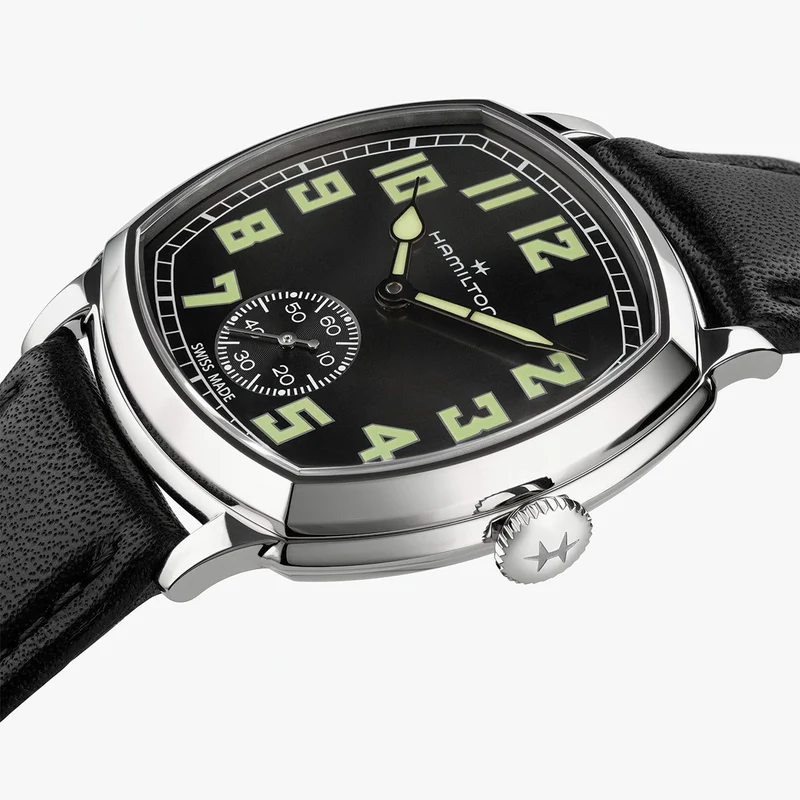 American Classic Cushion Mechanical 34mm - Black on Leather Strap