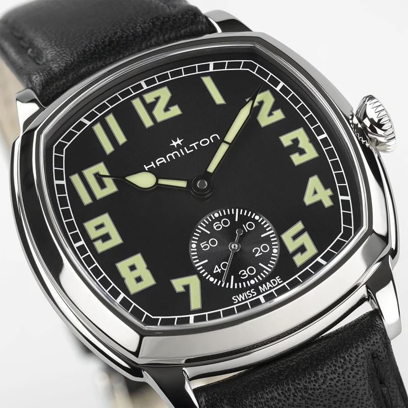 American Classic Cushion Mechanical 34mm - Black on Leather Strap
