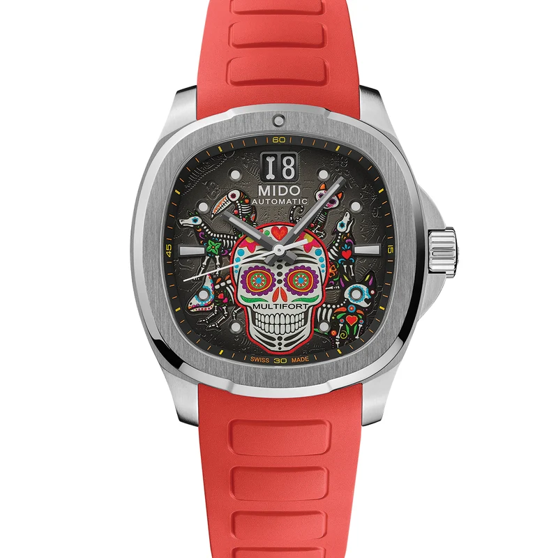 Día de los Muertos TV Big Date 40mm - Grey on Bracelet w/ Two Additional Straps