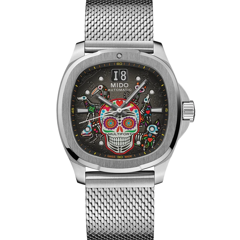 Día de los Muertos TV Big Date 40mm - Grey on Bracelet w/ Two Additional Straps