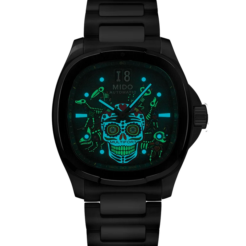 Día de los Muertos TV Big Date 40mm - Grey on Bracelet w/ Two Additional Straps