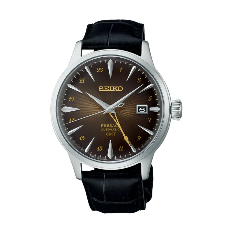 SSK039 Presage Cocktail Time GMT 40.5mm - Brown on Leather Strap