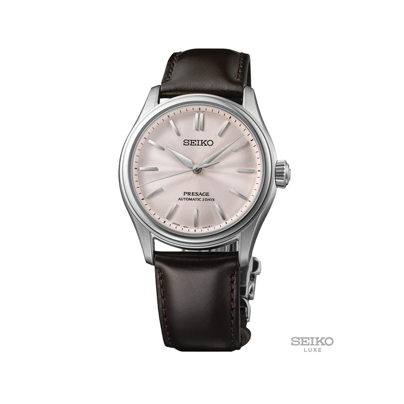HCC003 Presage Classic Series 38mm - Pink on Leather Strap