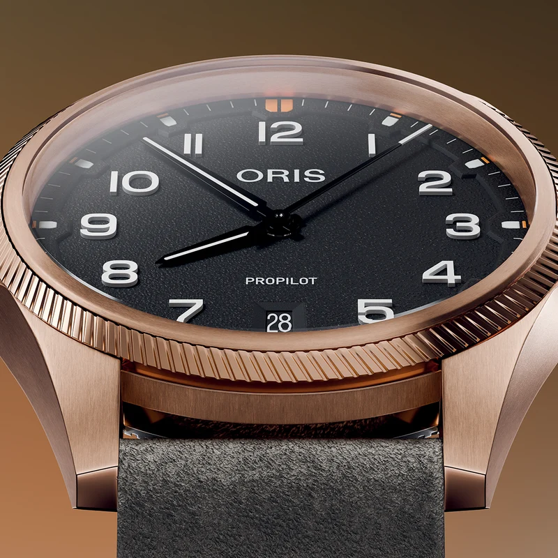 ProPilot Date Bronze 41mm - Black on Leather Strap