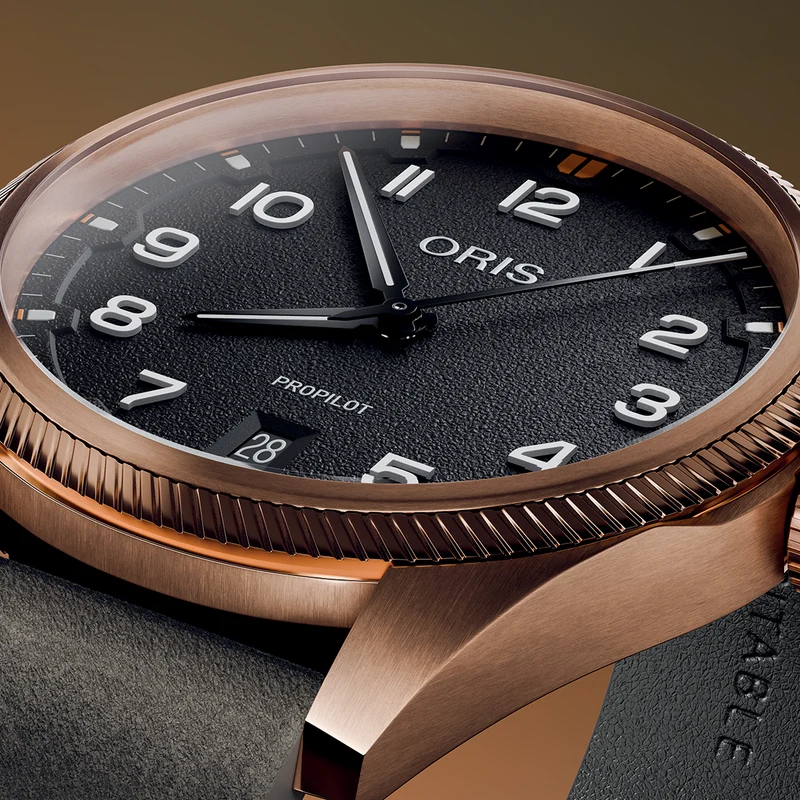 ProPilot Date Bronze 41mm - Black on Leather Strap