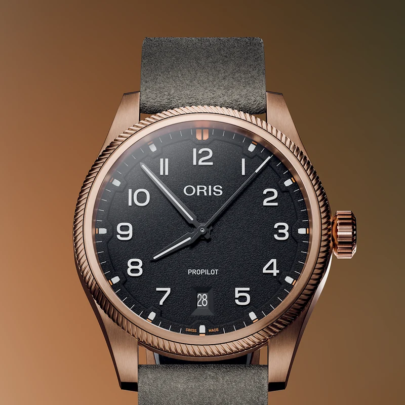 ProPilot Date Bronze 41mm - Black on Leather Strap