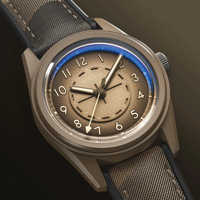 Sector II Field Titanium FDE 38mm - Brown on Rubber Strap