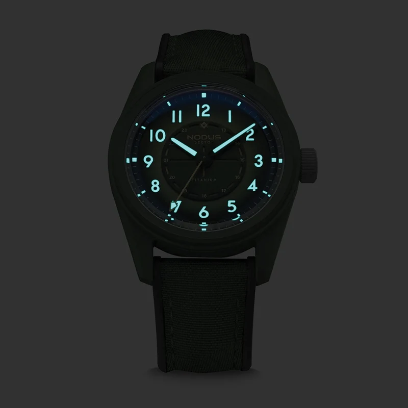 Sector II Field Titanium Canopy 38mm - Green on Rubber Strap