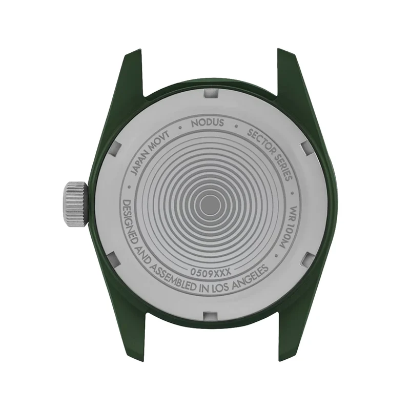 Sector II Field Titanium Canopy 38mm - Green on Rubber Strap