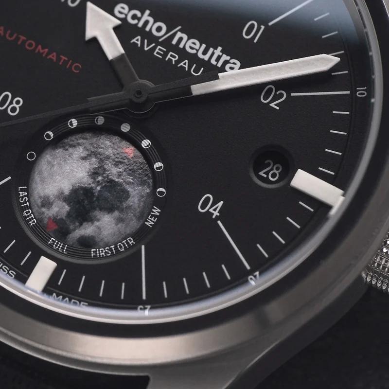 K Averau Moonphase "Big Moon" 39mm - Black on Fabric Strap