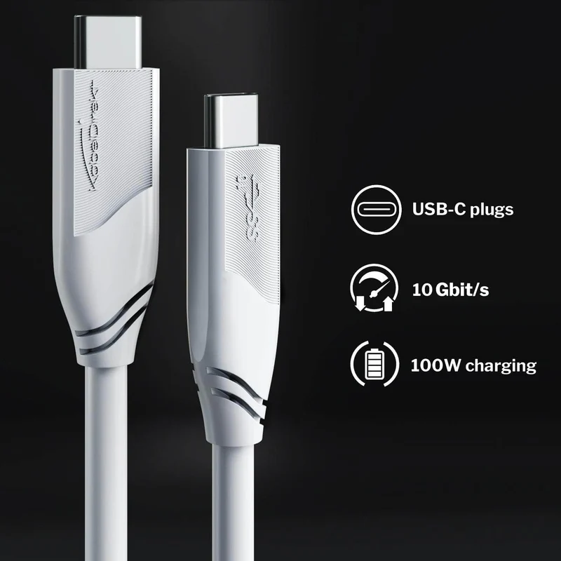 USB-C-Kabel - USB 3.2, Power Delivery 3, weiß